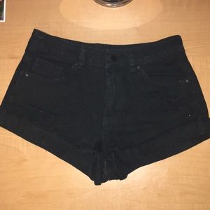 black jean shorts